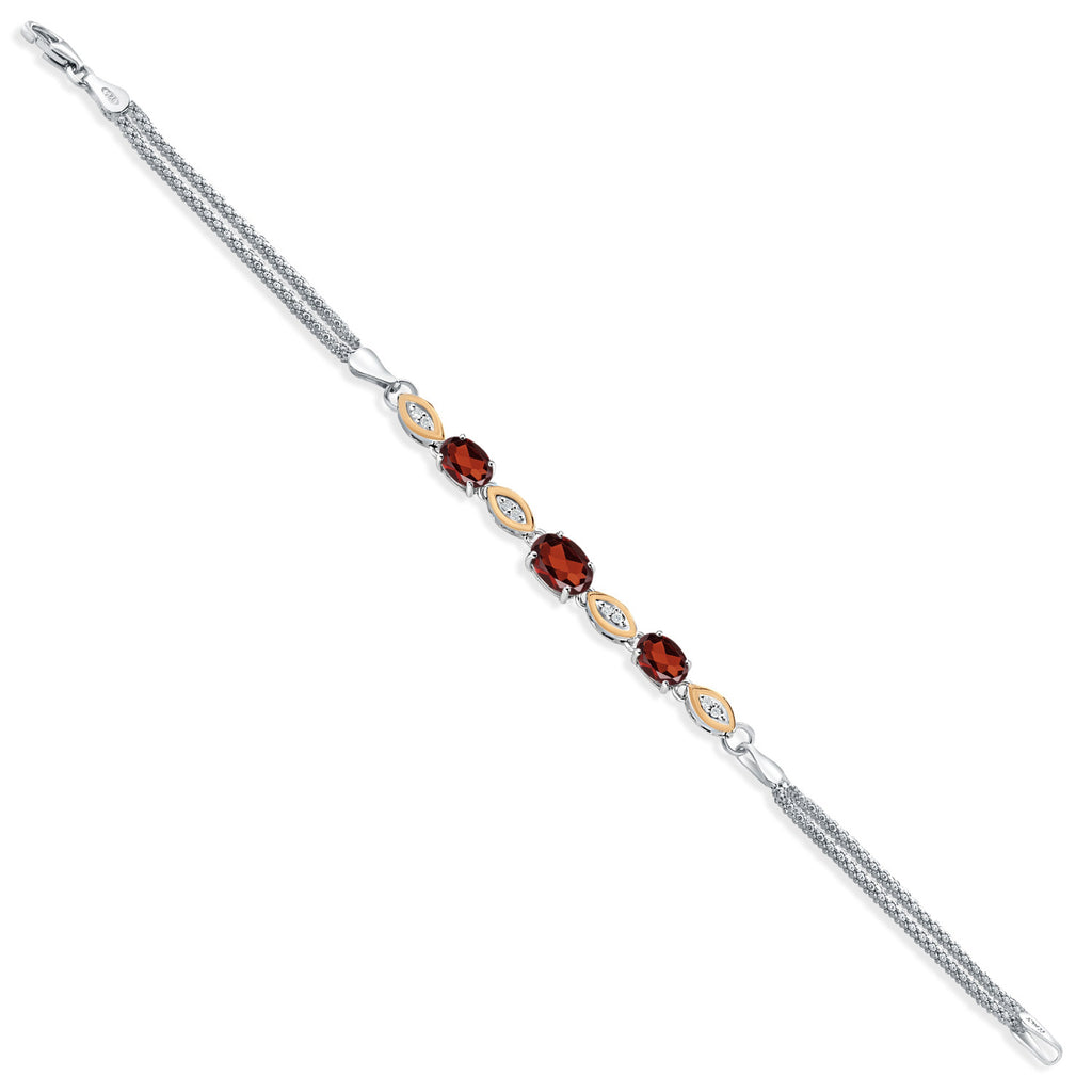 Garnet - January_Bracelet in 925 Sterling Silver and 10K Yellow Gold
