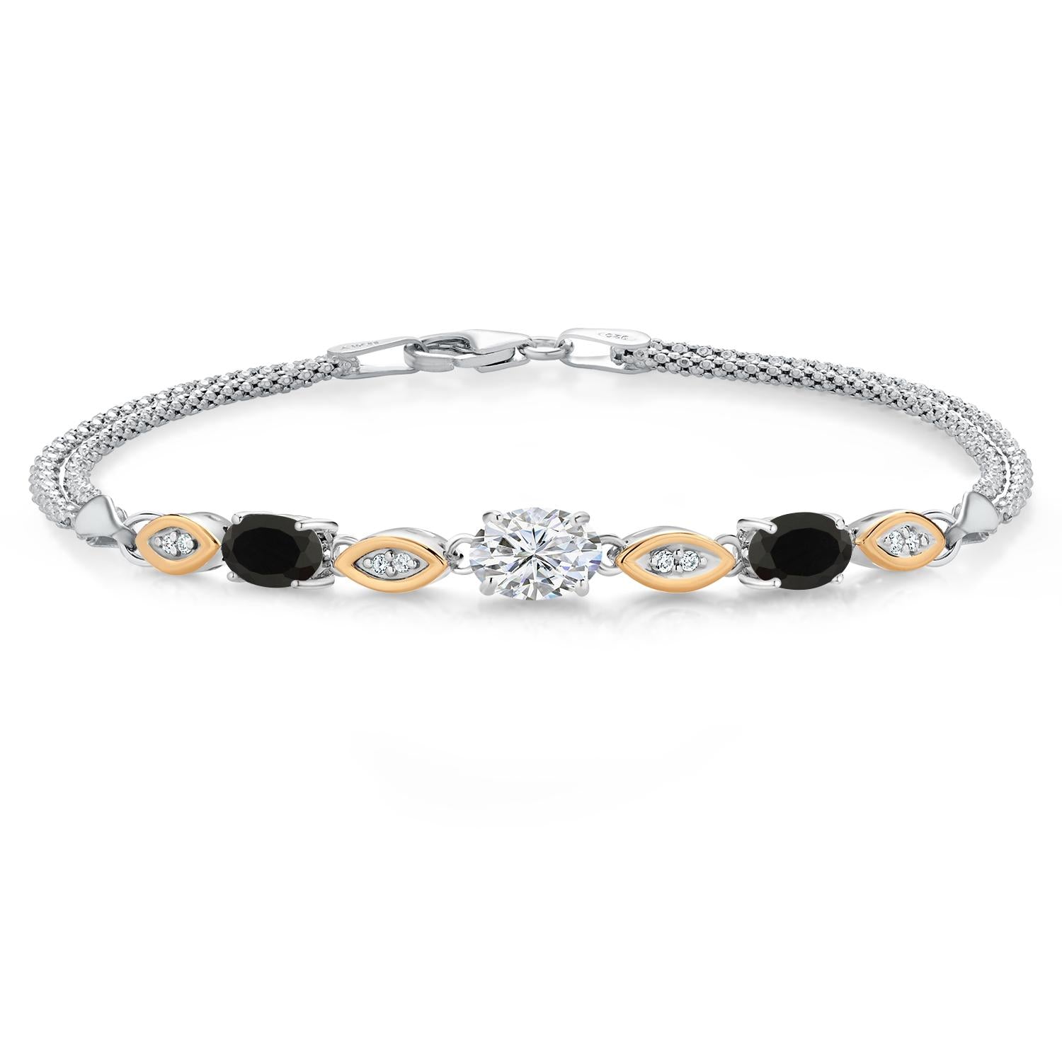 7.5 Inches_Bracelet in 925 Sterling Silver and 10K Yellow Gold