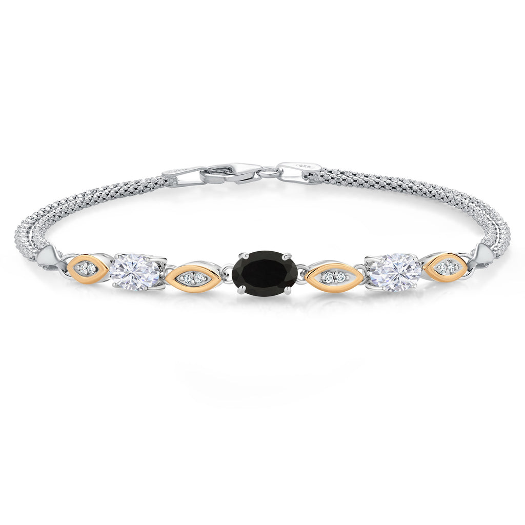 Onyx - December_Bracelet in 925 Sterling Silver and 10K Yellow Gold