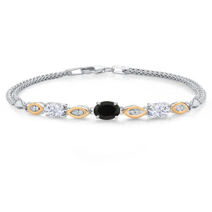 Onyx - December_Bracelet in 925 Sterling Silver and 10K Yellow Gold