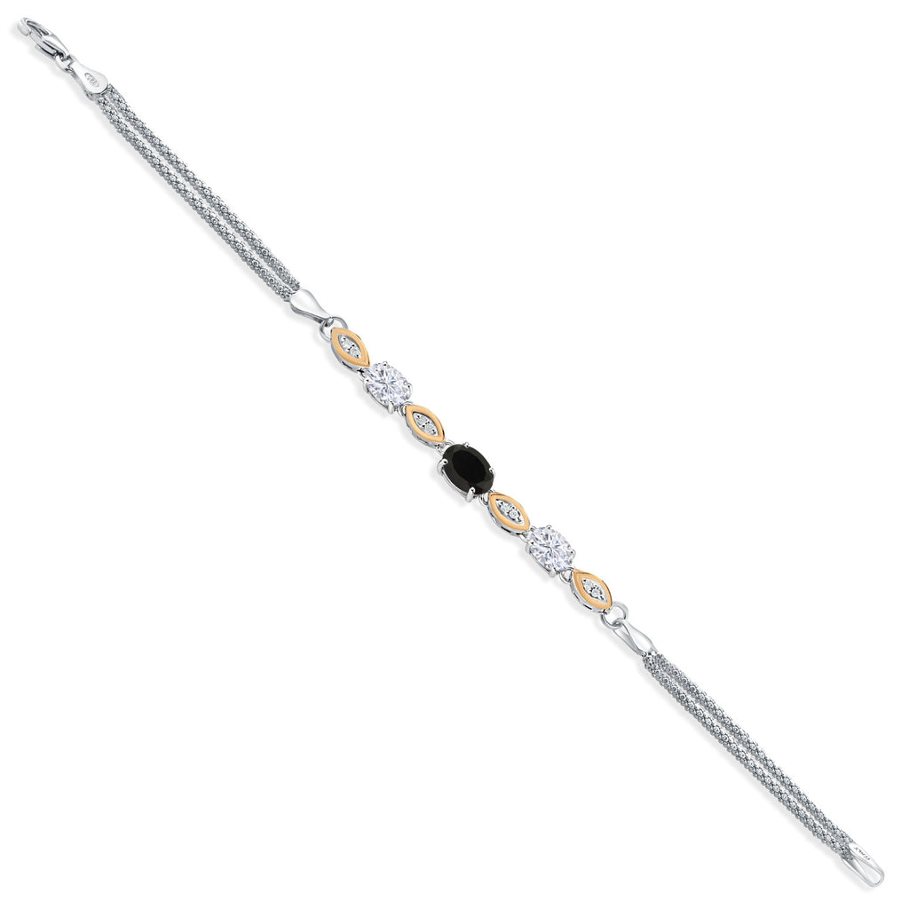 Onyx - December_Bracelet in 925 Sterling Silver and 10K Yellow Gold