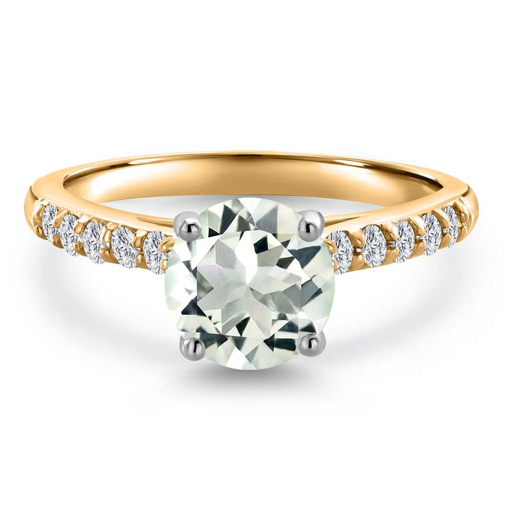 Prasiolite and Lab Grown Diamond_5_Ring in 10K Two Tone Gold