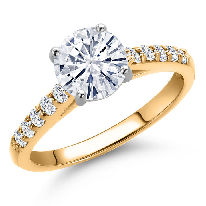 White Moissanite - April_5_Ring in 10K Two Tone Gold