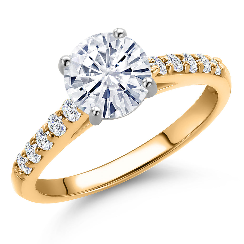 White Moissanite - April_8_Ring in 10K Two Tone Gold