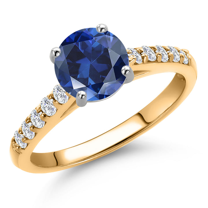 Blue Created Sapphire - September_5_Ring in 10K Two Tone Gold