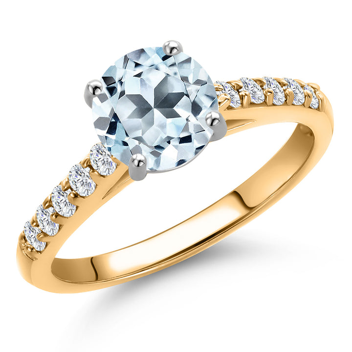 Sky Blue Topaz - November_5_Ring in 10K Two Tone Gold