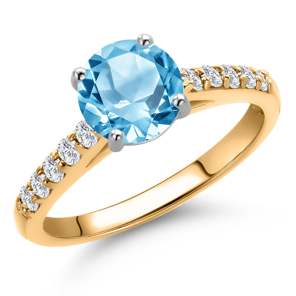 Swiss Blue Topaz - November_9_Ring in 10K Two Tone Gold