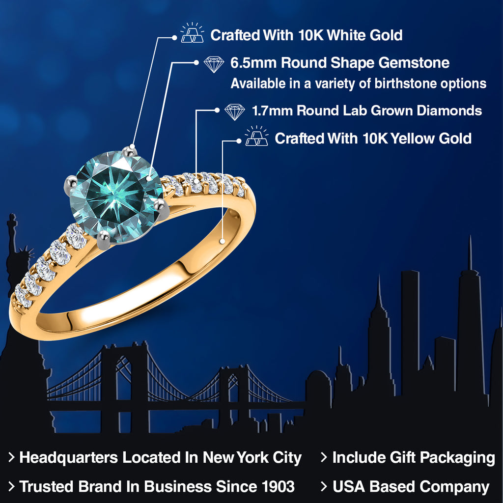 Moissanite and Lab Grown Diamond_5_Ring in 10K Two Tone Gold