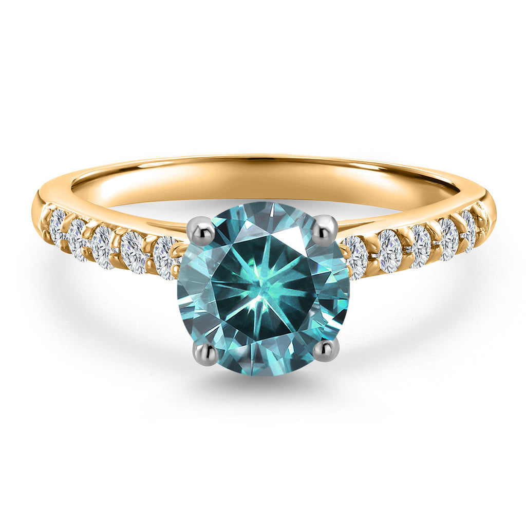 Moissanite and Lab Grown Diamond_5_Ring in 10K Two Tone Gold