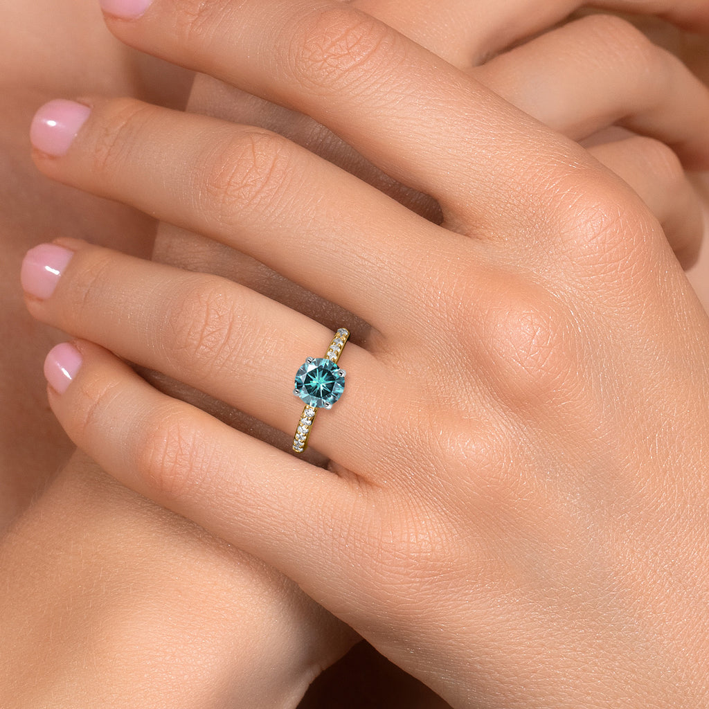 Moissanite and Lab Grown Diamond_5_Ring in 10K Two Tone Gold