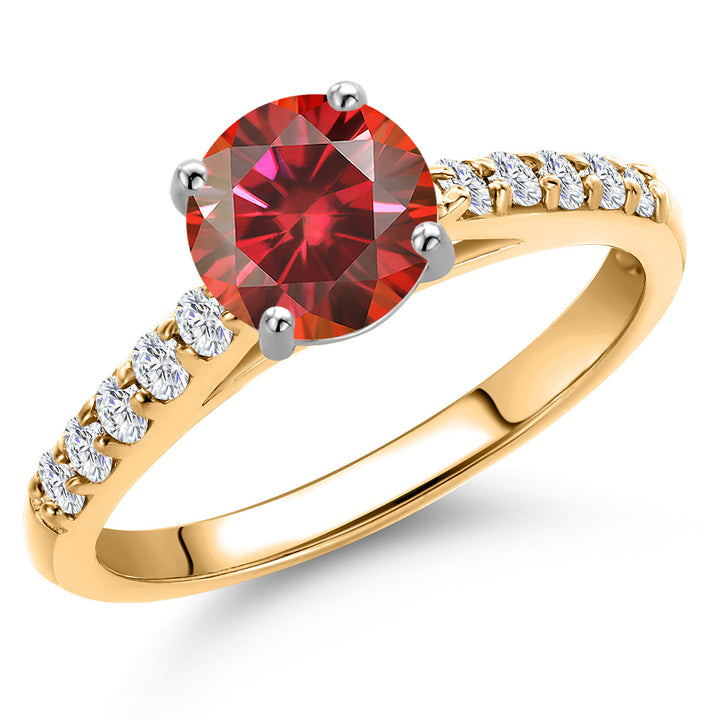 Red Moissanite - April_5_Ring in 10K Two Tone Gold
