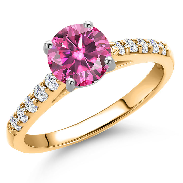 Pink Moissanite - April_5_Ring in 10K Two Tone Gold