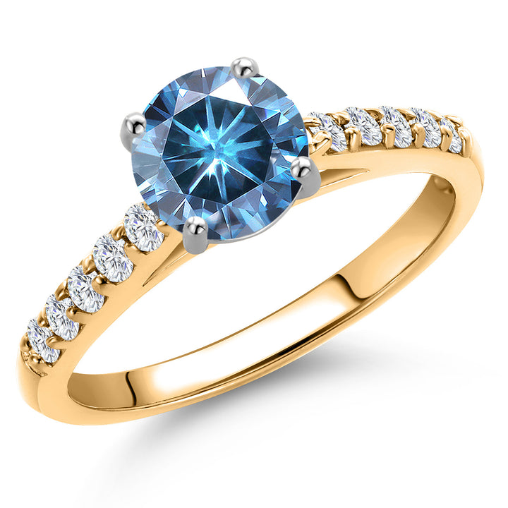 Persian Blue Moissanite - April_5_Ring in 10K Two Tone Gold
