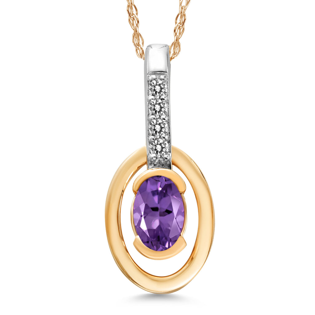Amethyst - February_Pendant in 10K Two Tone Gold