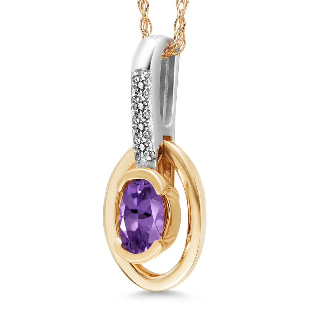 Amethyst - February_Pendant in 10K Two Tone Gold