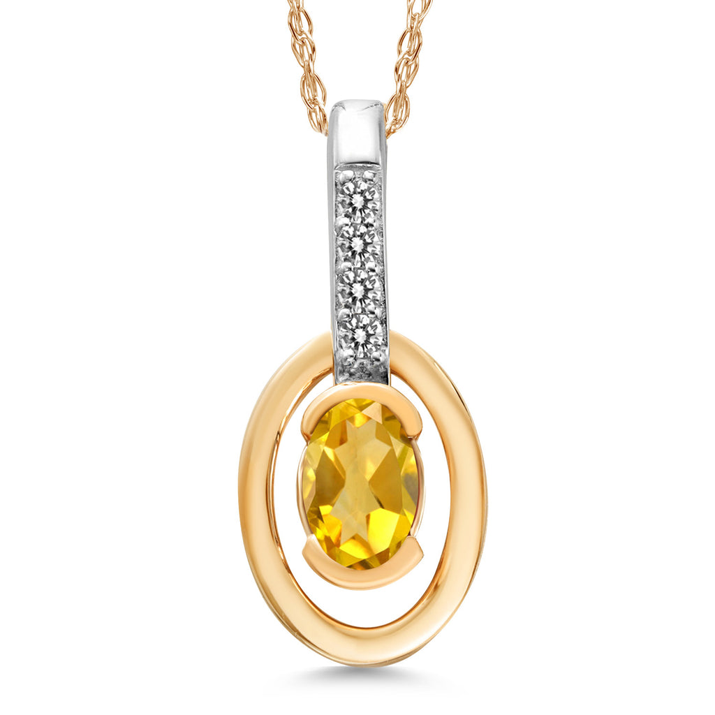 Citrine - November_Pendant in 10K Two Tone Gold