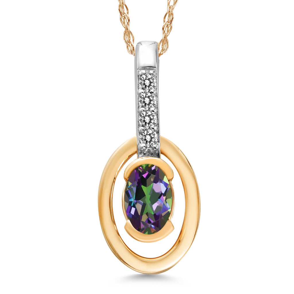 Green Mystic Topaz_Pendant in 10K Two Tone Gold