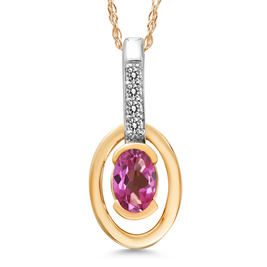 Pink Mystic Topaz_Pendant in 10K Two Tone Gold