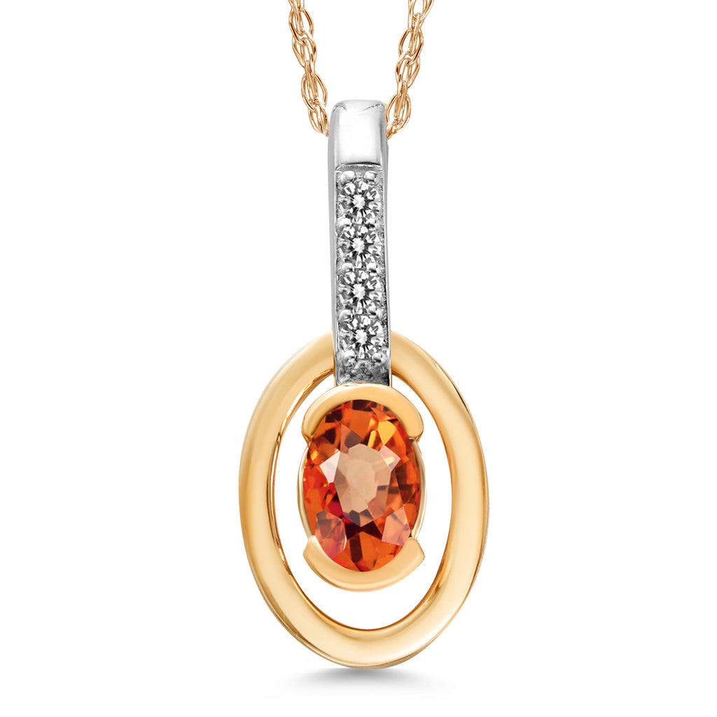 Orange Sapphire - September_Pendant in 10K Two Tone Gold