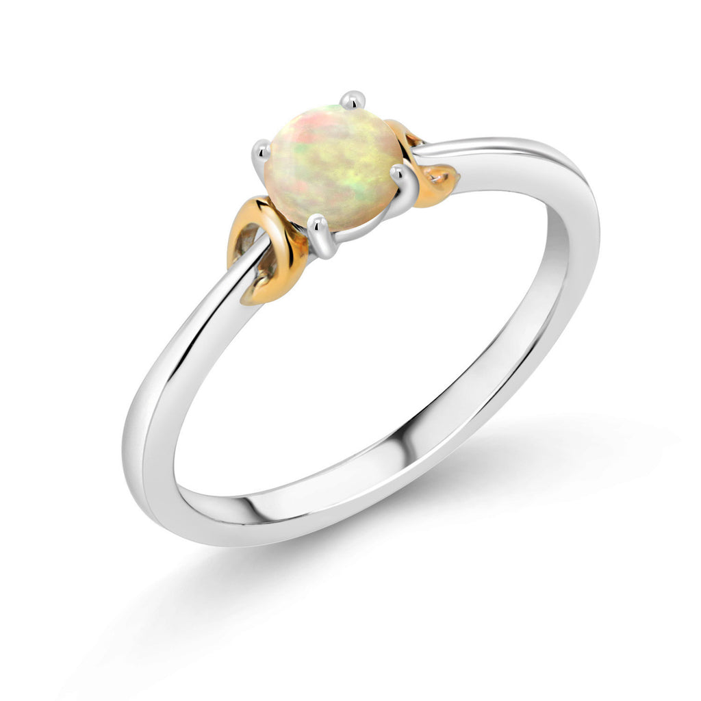 Ethiopian Opal-Cabochon - October_6_Ring in 925 Sterling Silver and 10K Yellow Gold