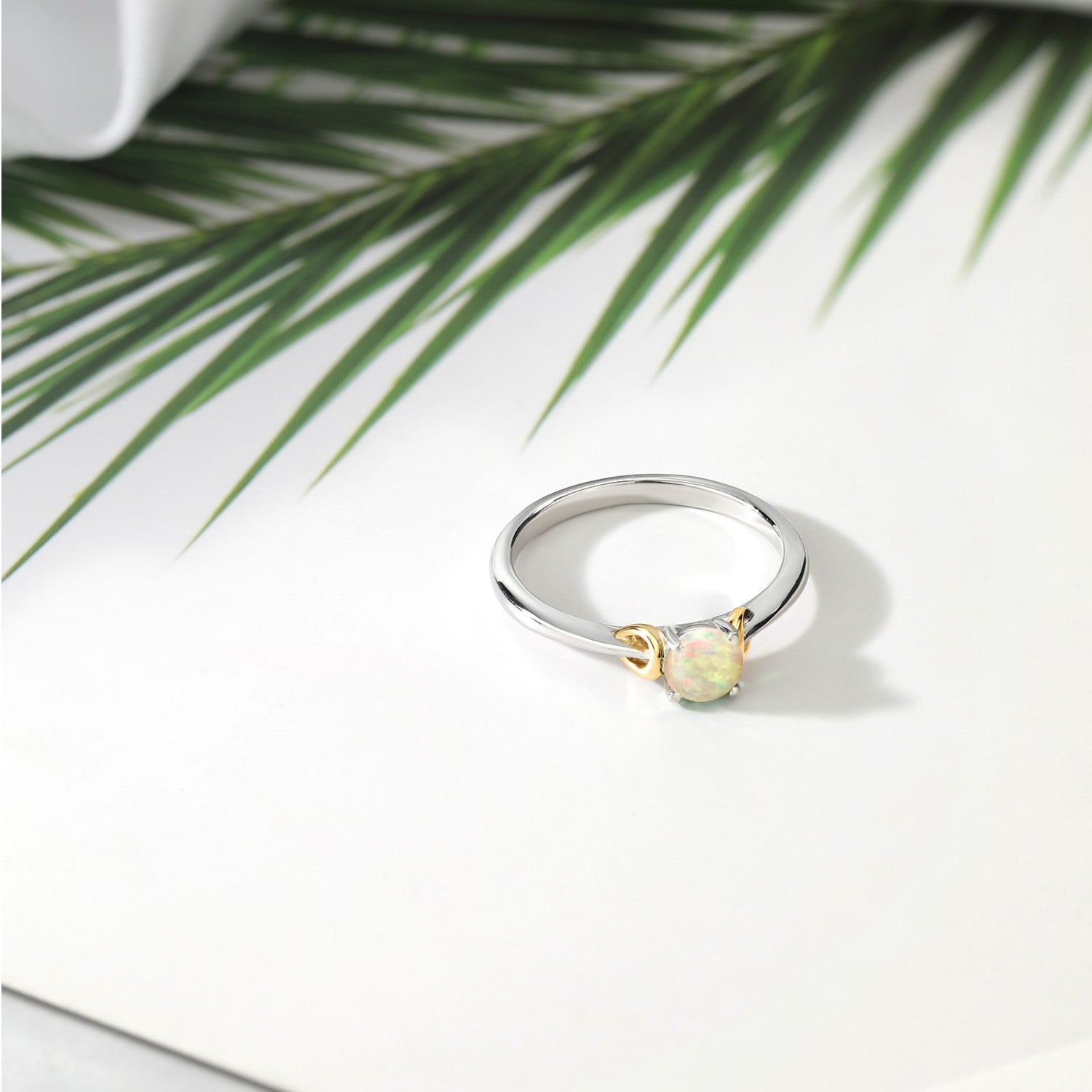 Ethiopian Opal_5_Ring in 925 Sterling Silver and 10K Yellow Gold
