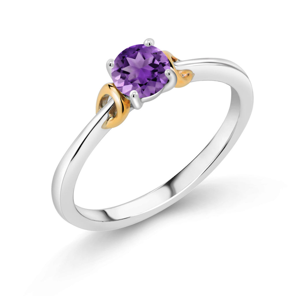 Amethyst - February_6_Ring in 925 Sterling Silver and 10K Yellow Gold