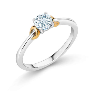 Aquamarine - March_5_Ring in 925 Sterling Silver and 10K Yellow Gold