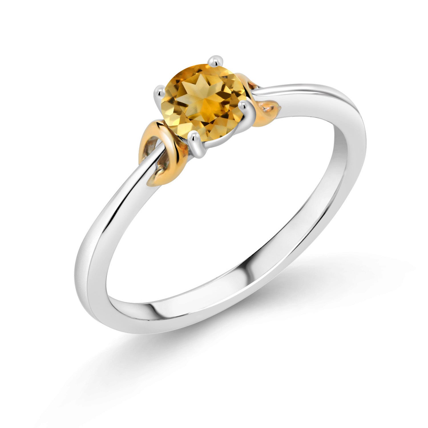 Citrine - November_5_Ring in 925 Sterling Silver and 10K Yellow Gold