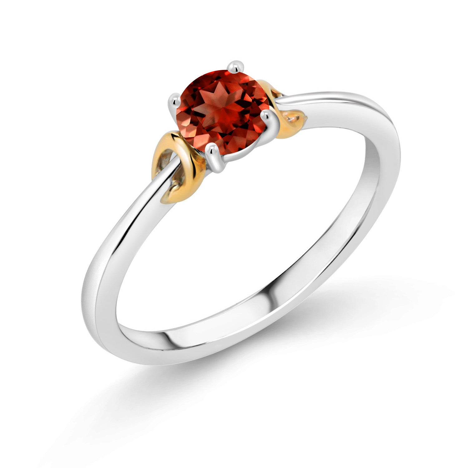 Garnet - January_8_Ring in 925 Sterling Silver and 10K Yellow Gold