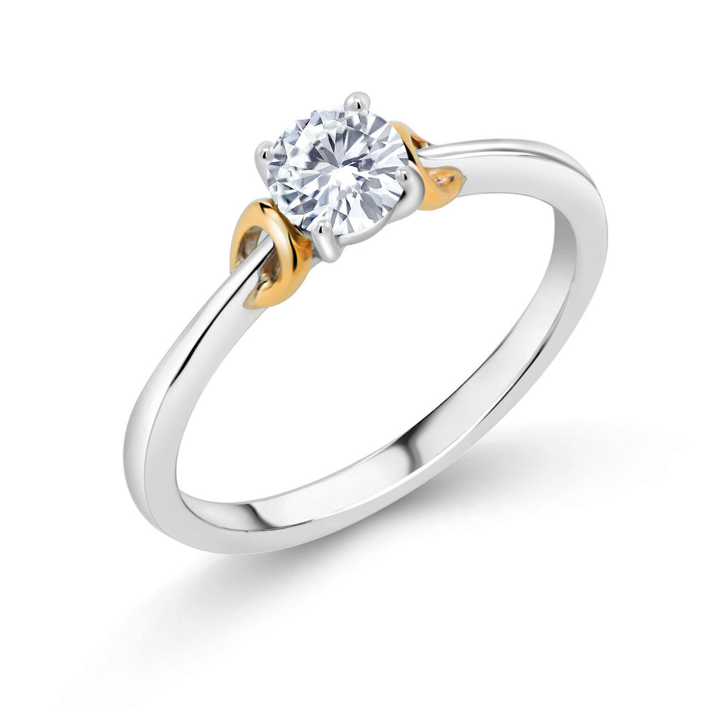 White Lab Grown Diamond - April_5_Ring in 925 Sterling Silver and 10K Yellow Gold