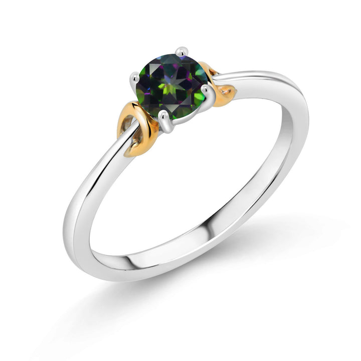 Green Mystic Topaz_5_Ring in 925 Sterling Silver and 10K Yellow Gold