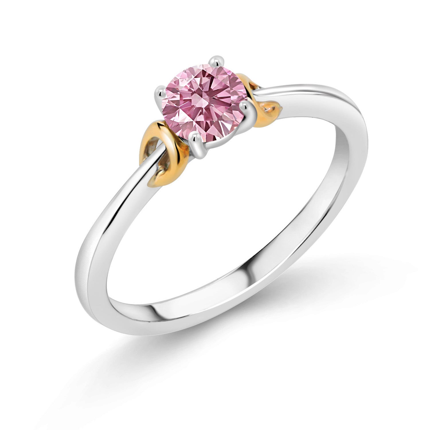 Pink Lab Grown Diamond - April_5_Ring in 925 Sterling Silver and 10K Yellow Gold