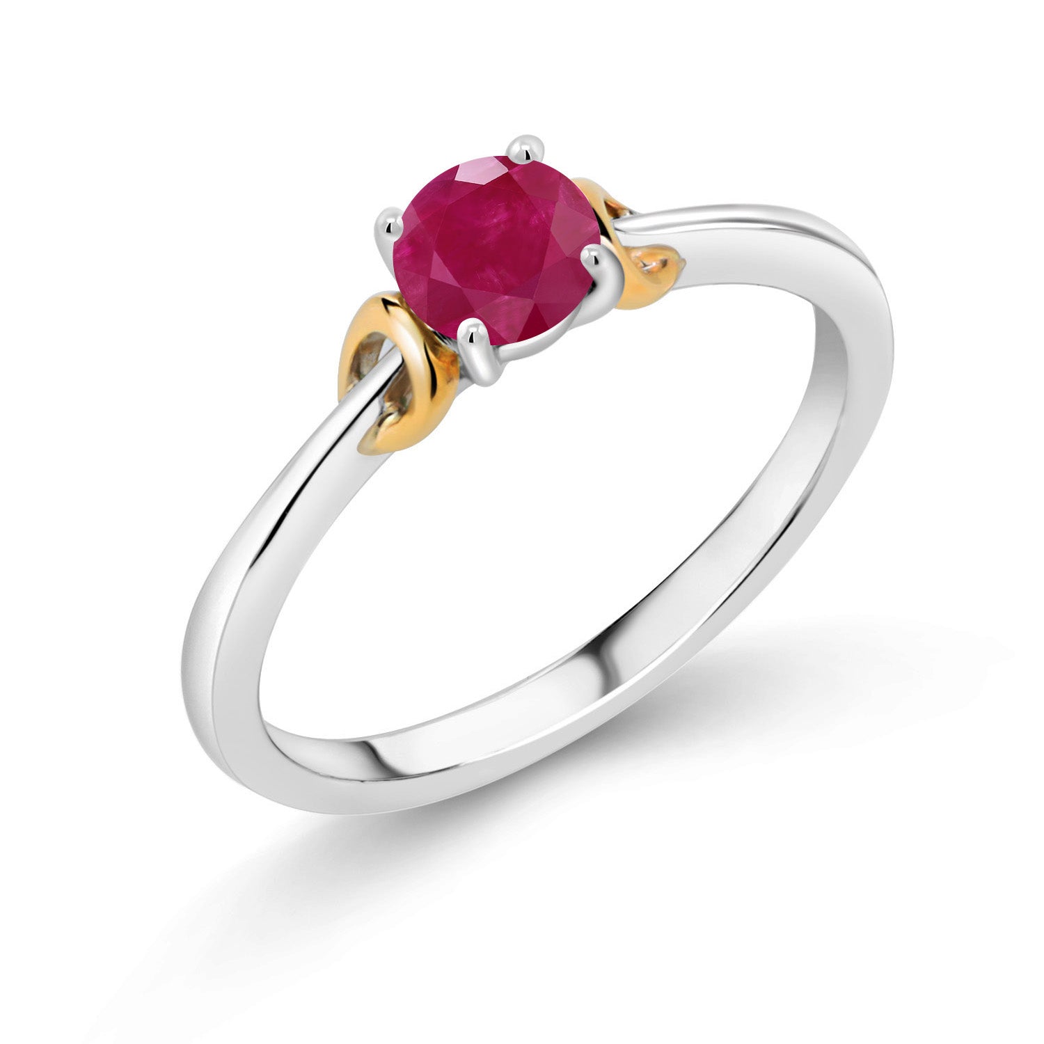 Ruby - July_9_Ring in 925 Sterling Silver and 10K Yellow Gold