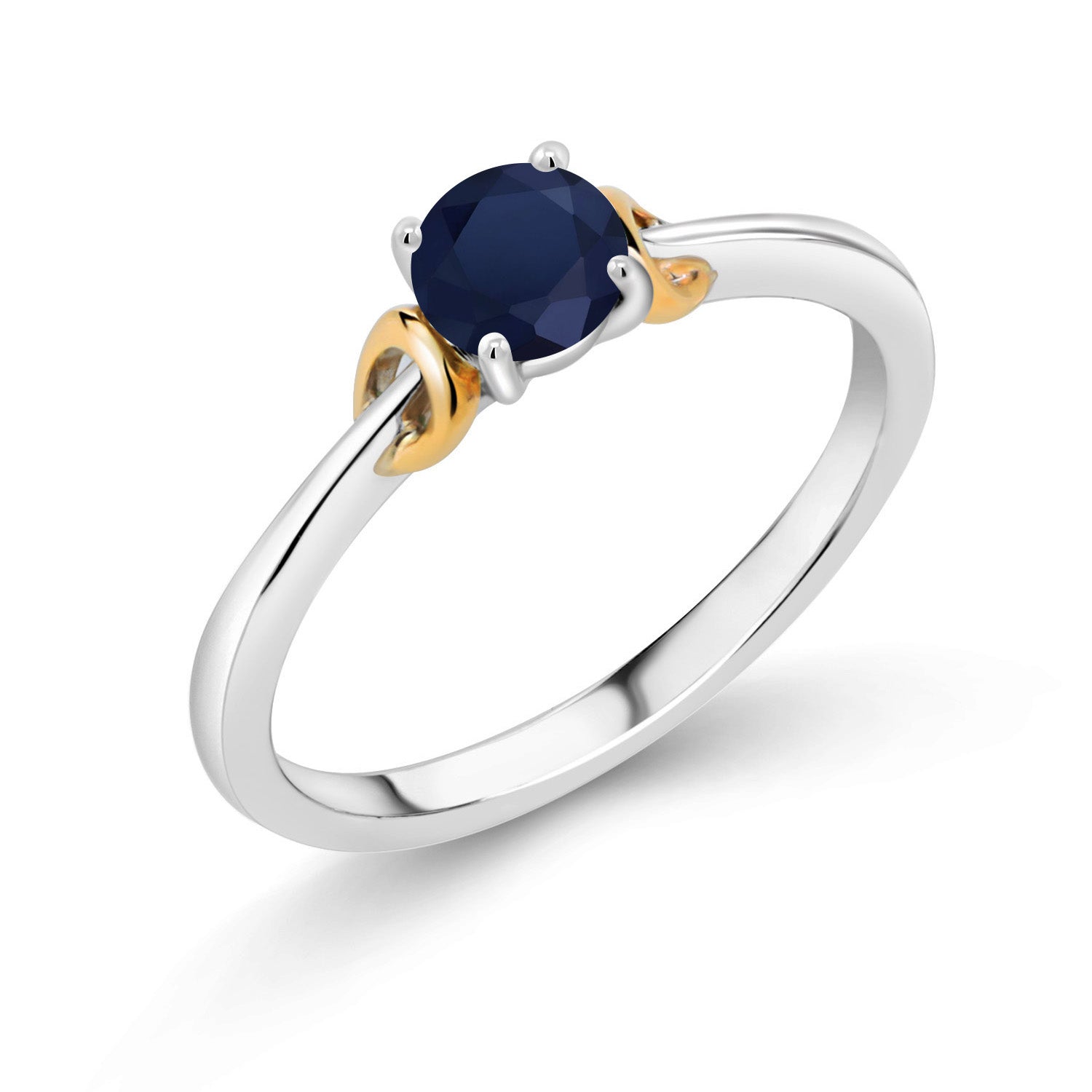 Blue Sapphire - September_8_Ring in 925 Sterling Silver and 10K Yellow Gold