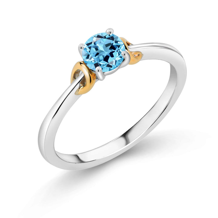 Swiss Blue Topaz - November_6_Ring in 925 Sterling Silver and 10K Yellow Gold