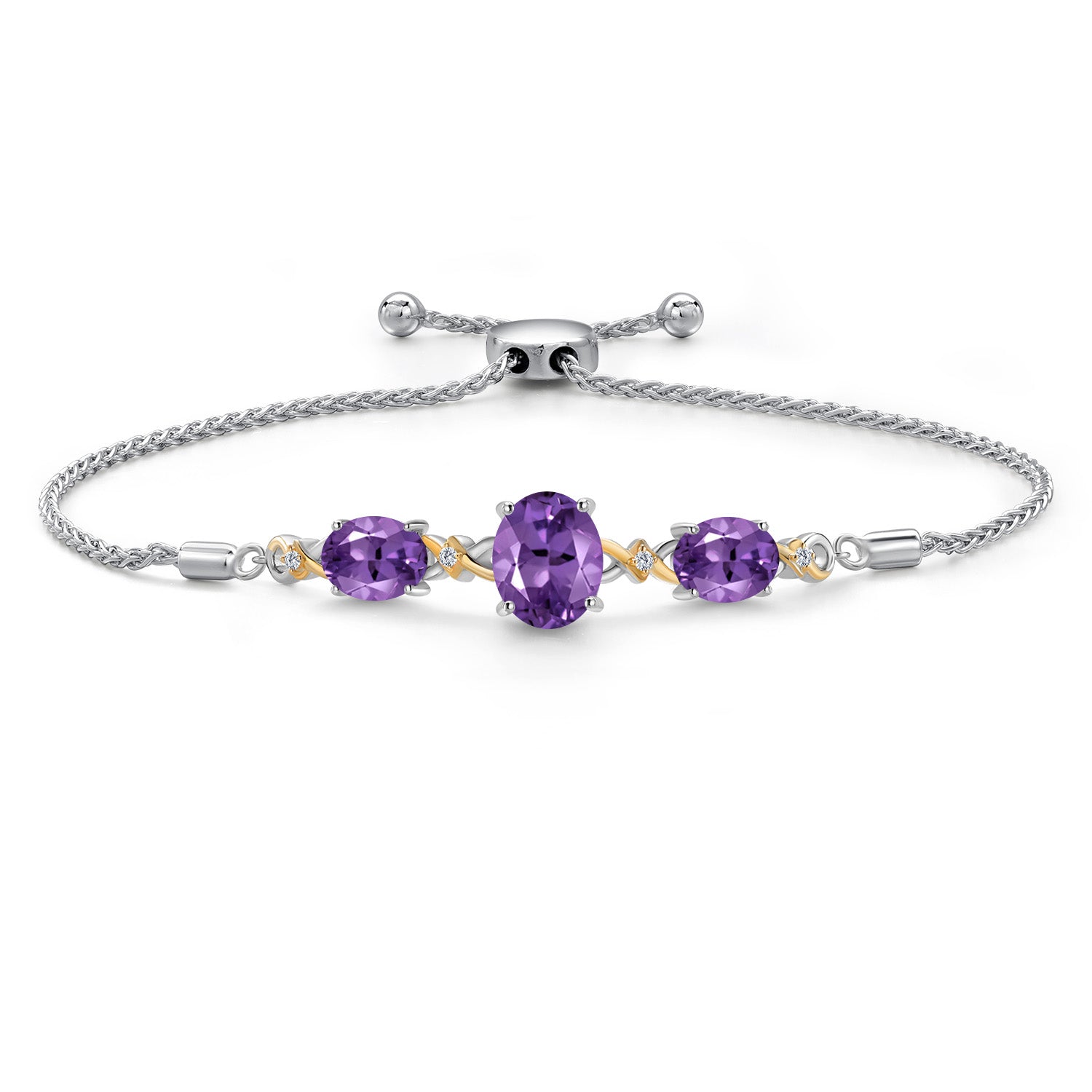 Amethyst - February_Bracelet in 925 Sterling Silver and 10K Yellow Gold