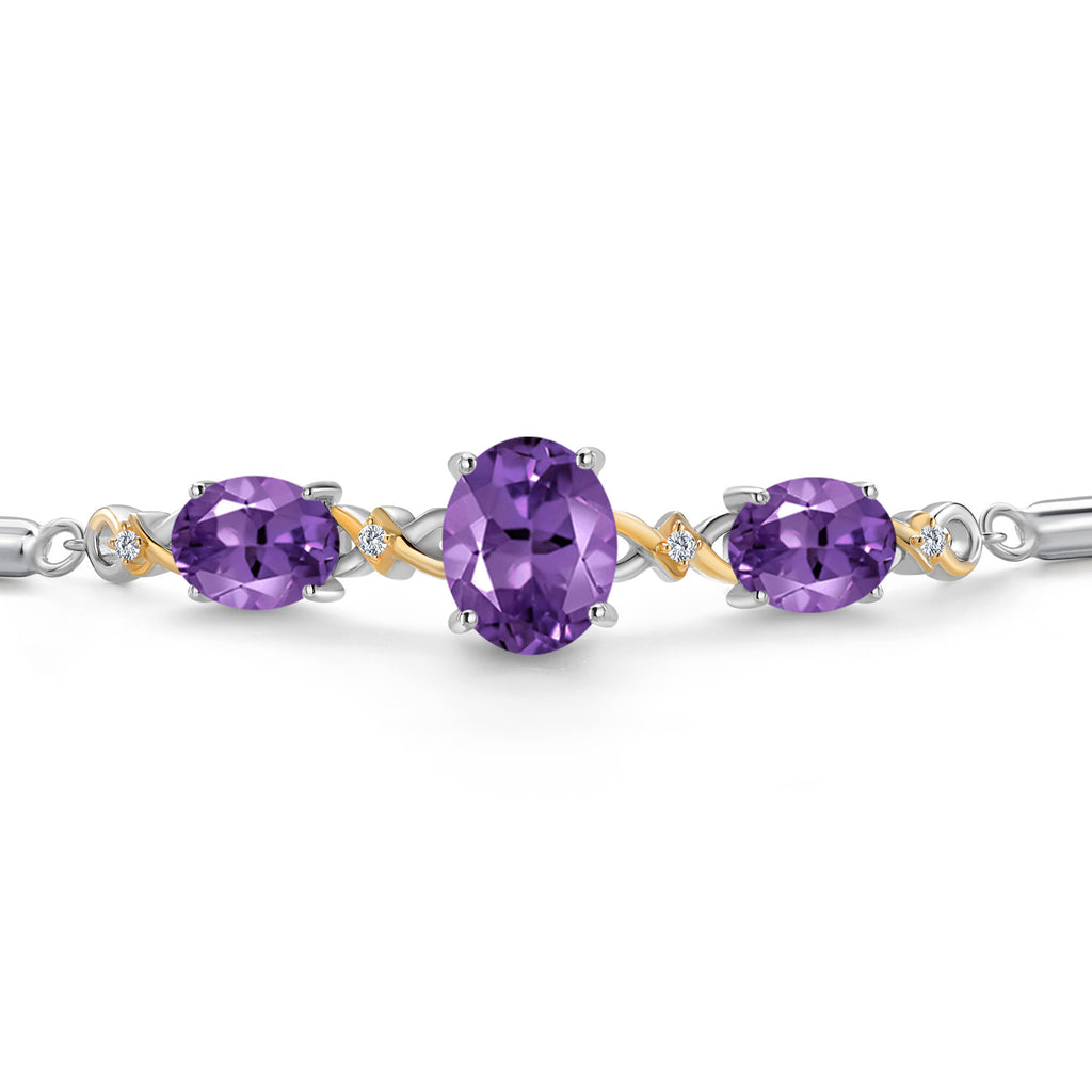 Amethyst - February_Bracelet in 925 Sterling Silver and 10K Yellow Gold