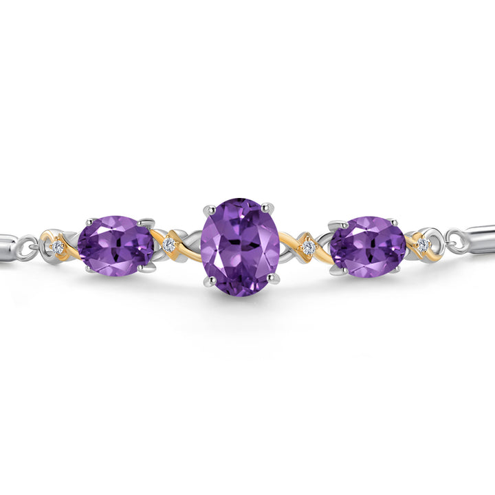 Amethyst - February_Bracelet in 925 Sterling Silver and 10K Yellow Gold