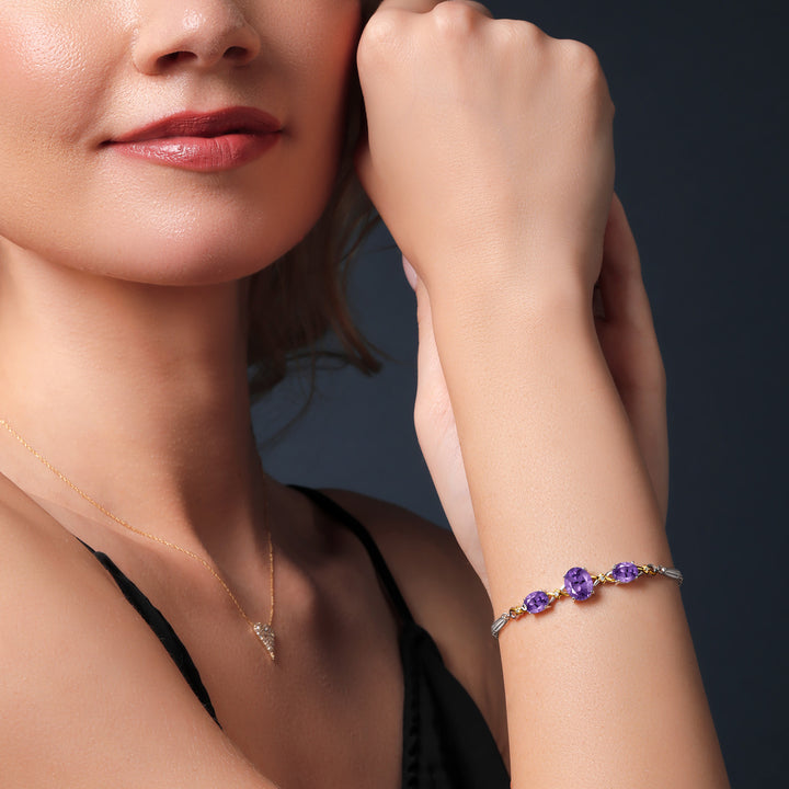 Amethyst - February_Bracelet in 925 Sterling Silver and 10K Yellow Gold