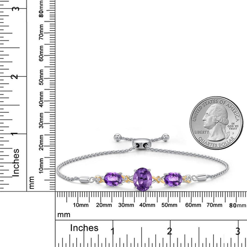 Amethyst - February_Bracelet in 925 Sterling Silver and 10K Yellow Gold