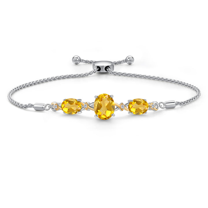 Citrine - November_Bracelet in 925 Sterling Silver and 10K Yellow Gold