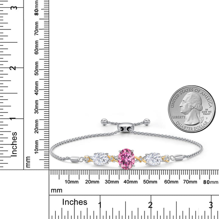 Pink Moissanite - April_Bracelet in 925 Sterling Silver and 10K Yellow Gold