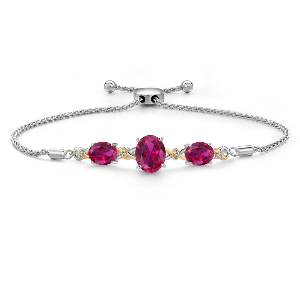 Created Ruby - July_Bracelet in 925 Sterling Silver and 10K Yellow Gold