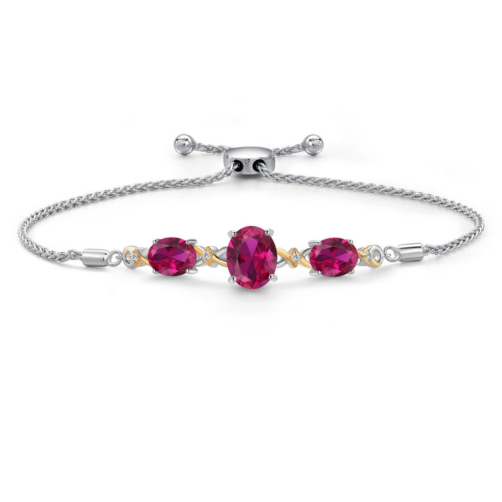 Created Ruby - July_Bracelet in 925 Sterling Silver and 10K Yellow Gold