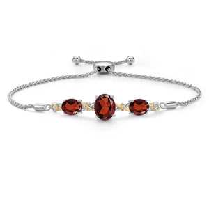 Garnet - January_Bracelet in 925 Sterling Silver and 10K Yellow Gold