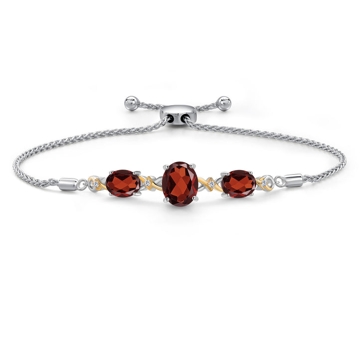 Garnet - January_Bracelet in 925 Sterling Silver and 10K Yellow Gold
