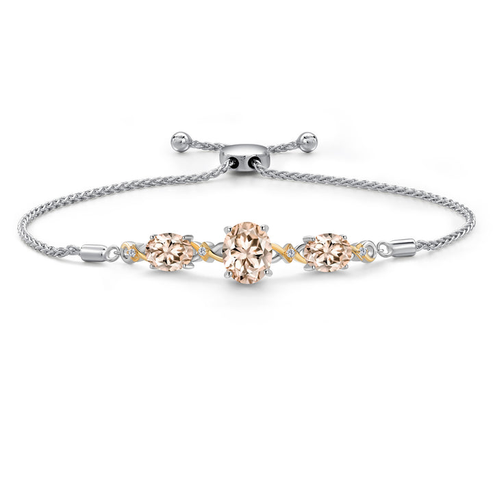 Morganite - October_Bracelet in 925 Sterling Silver and 10K Yellow Gold