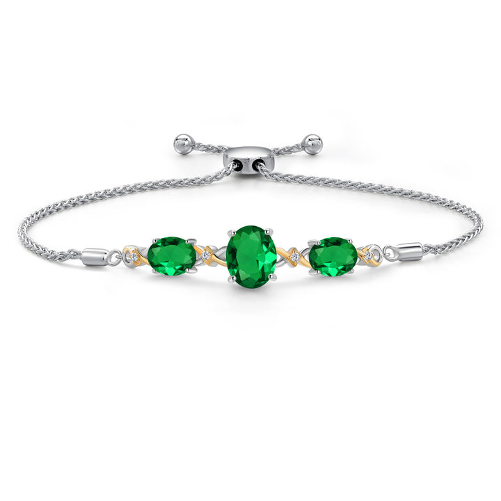 Nano Emerald - May_Bracelet in 925 Sterling Silver and 10K Yellow Gold
