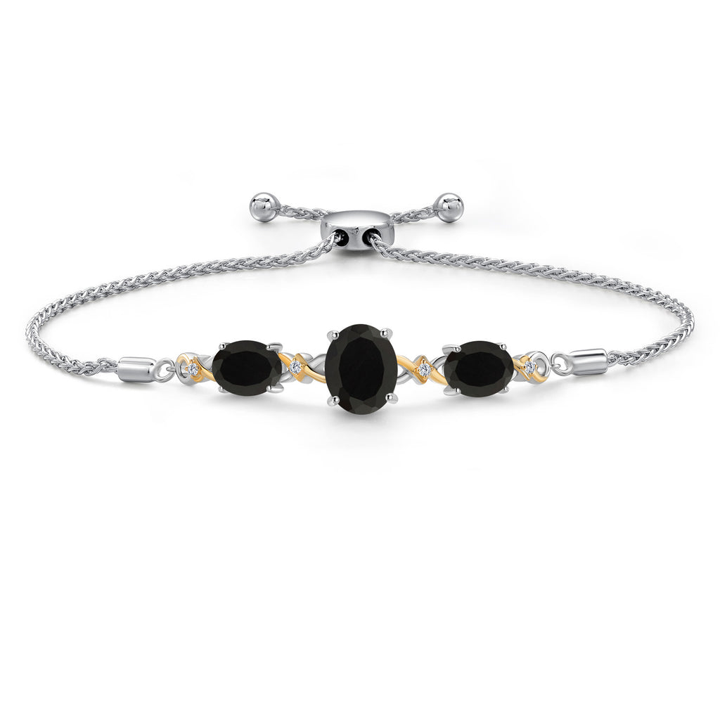 Onyx - December_Bracelet in 925 Sterling Silver and 10K Yellow Gold