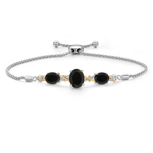 Onyx - December_Bracelet in 925 Sterling Silver and 10K Yellow Gold